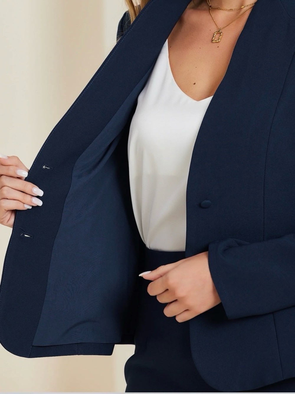 Allegra K 2pc Business Collarless Blazer And Formal Pencil Skirt Suit Sets - Picture 5 of 16